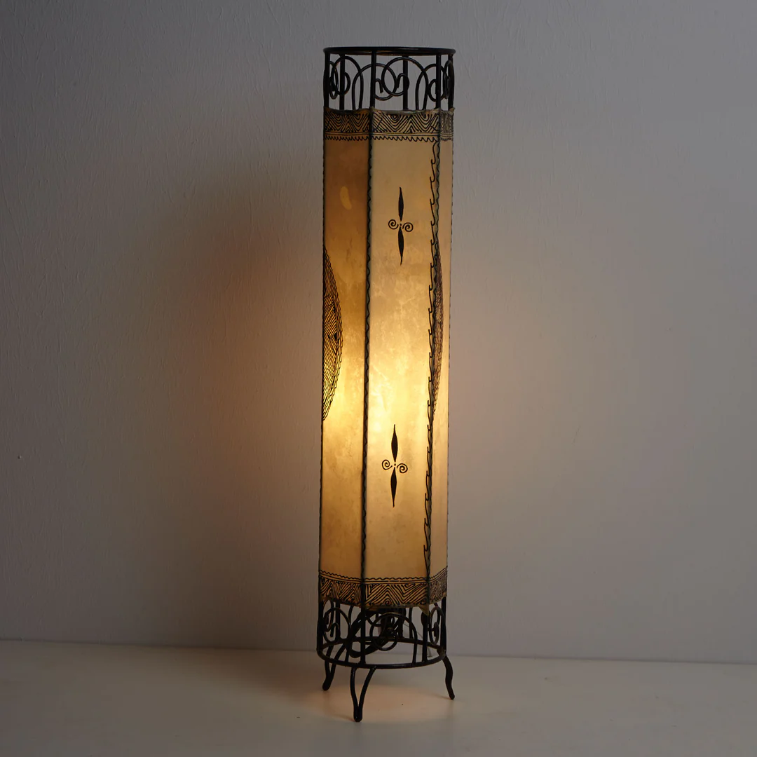 Boho Stehlampe aus Ziegenleder