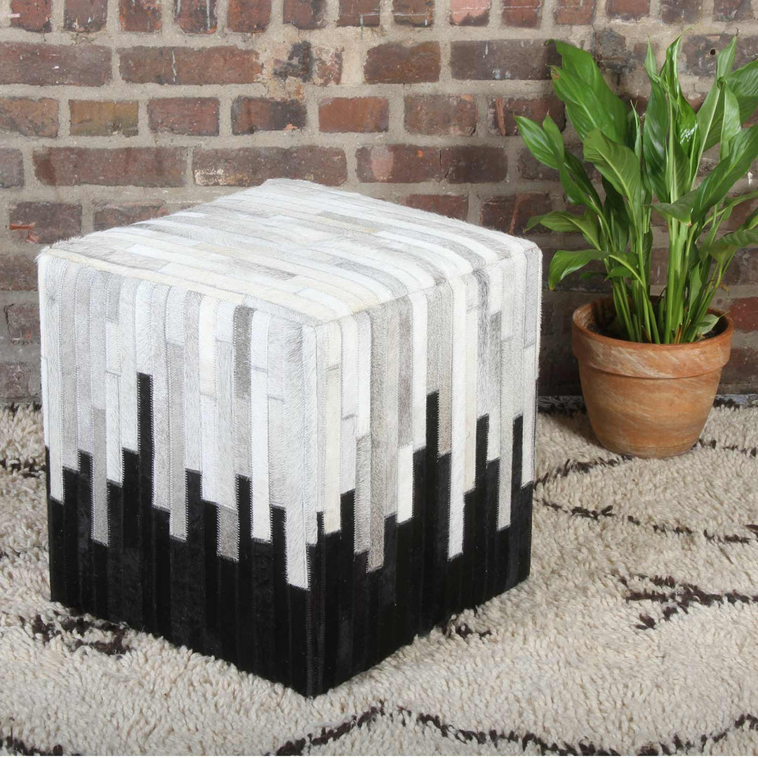 LEDER POUF  WEISS