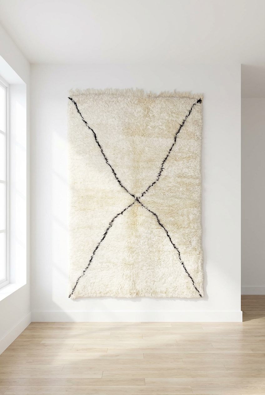 Beni Ourain - Beige, Cream, Black And White, Berber carpets, Moroccan rugs, Authentic Handmade Natural wool, rug for living room, Sustainable rugs