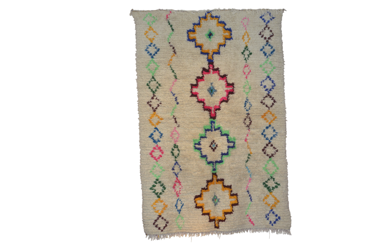 Beni Ourain - carpet from Morocco with diamond pattern, Black And White Lines Beige, Moroccan rug, handmade Beni Ourain Rug, Minimalistic Wool Carpet, Custom, Berber Area Rug