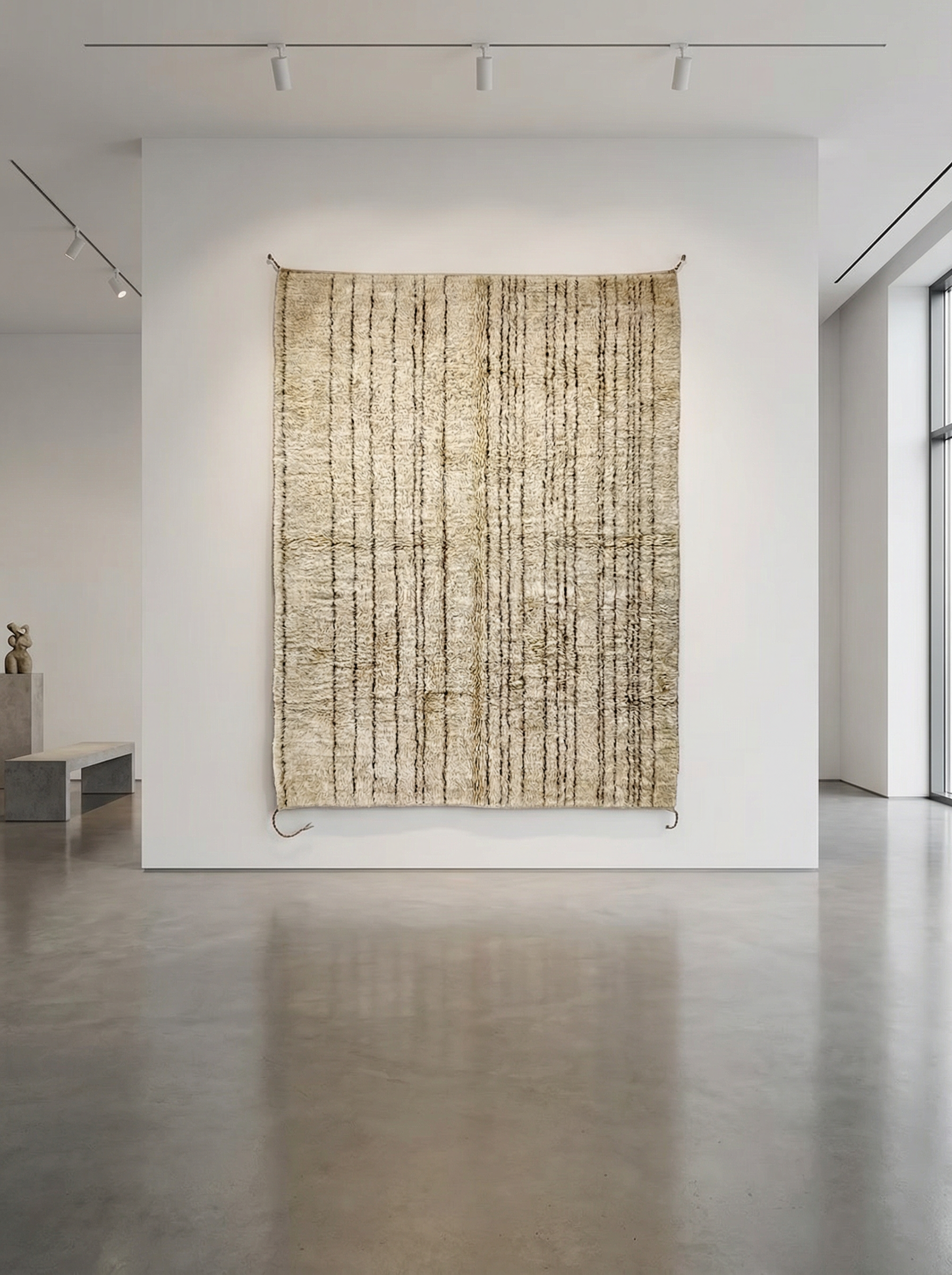 Beni Ourain - Beige And Brown, Triangles, moroccan rug, berber carpet handmade, natural soft cozy wool 