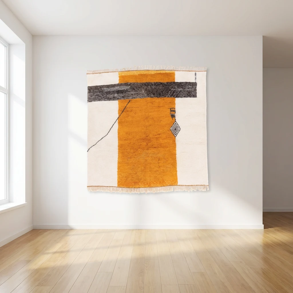 Beni  Mrirt Berberteppich Natur Farben Orange