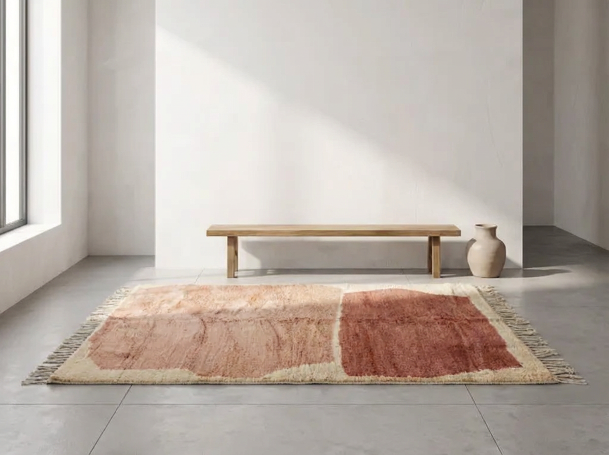 Aicha - Traditional Yellow Cream And Blue Carpet From Fint - Moroccan Rug, Berber Carpet, Custom, Handmade