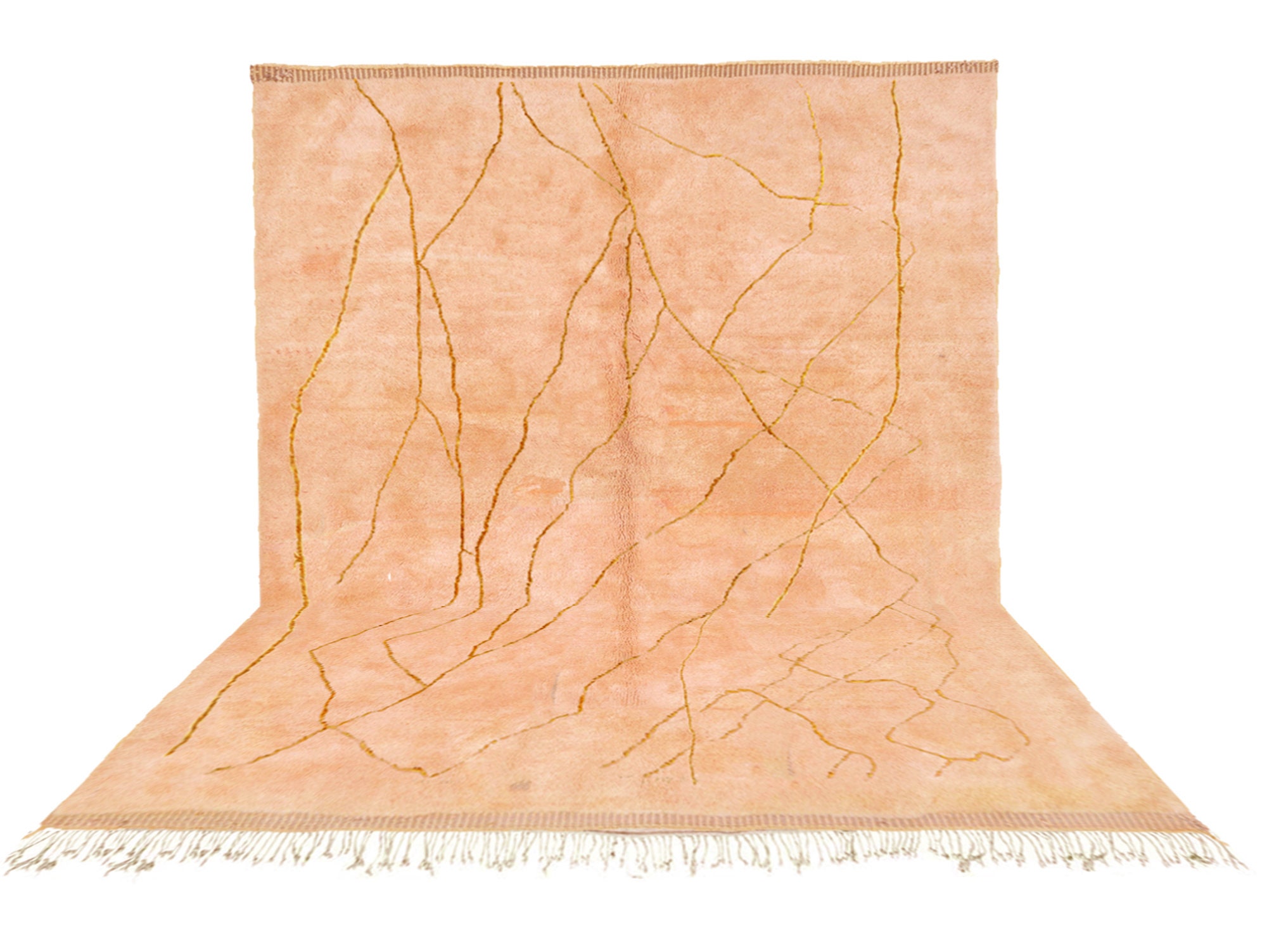 Golden Dunes - orange beige Beni Ourain - Moroccan Berber rug - Beni ourain rug - all wool berber rug - Custom area rug - handmade rug - Genuine lamb wool - berber wool rug - area