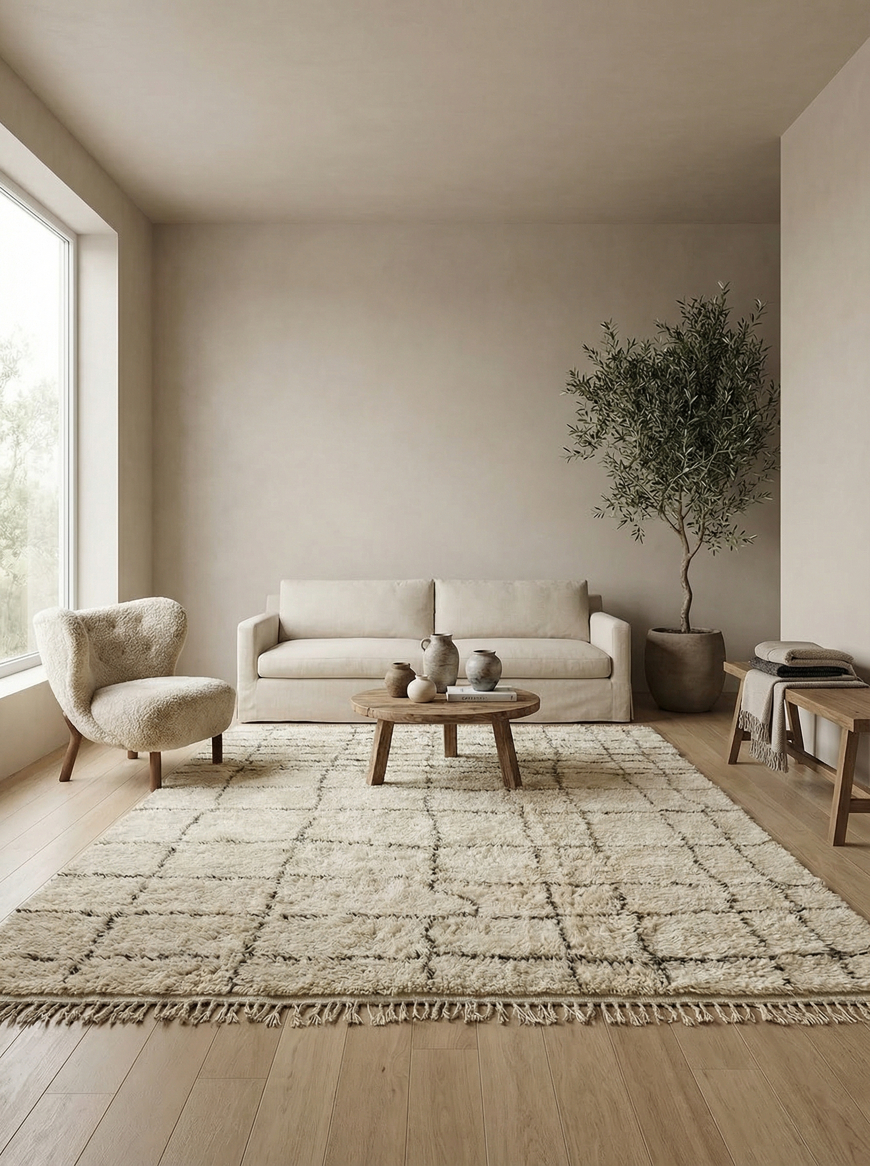 Beni Ourain - Red And Brown, Custom Moroccan Rugs, Handmade Berber Carpets, Beni Ourain, Wool Rugs