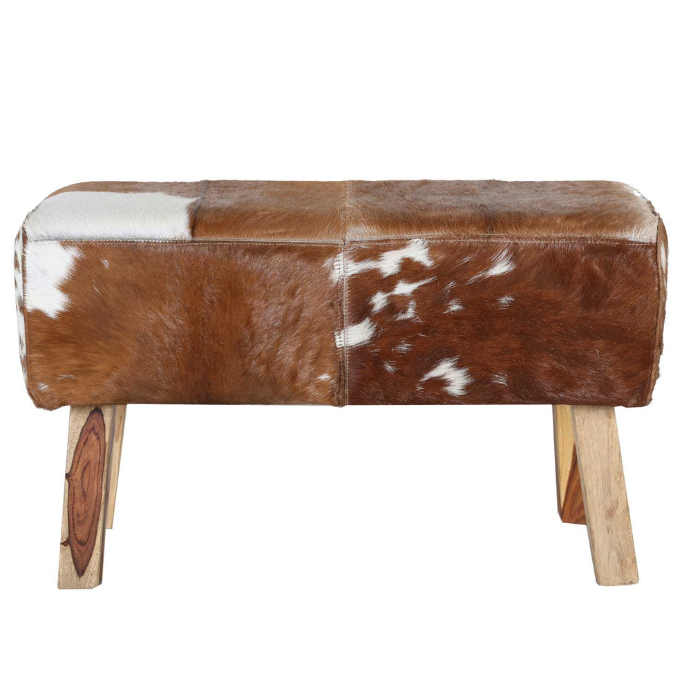 pringbock-Hocker – Polsterbank aus Ziegenfell & Mangoholz