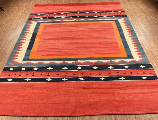 Roter vintage  Kelim Teppich – 185 x 245 cm Unikat 1 