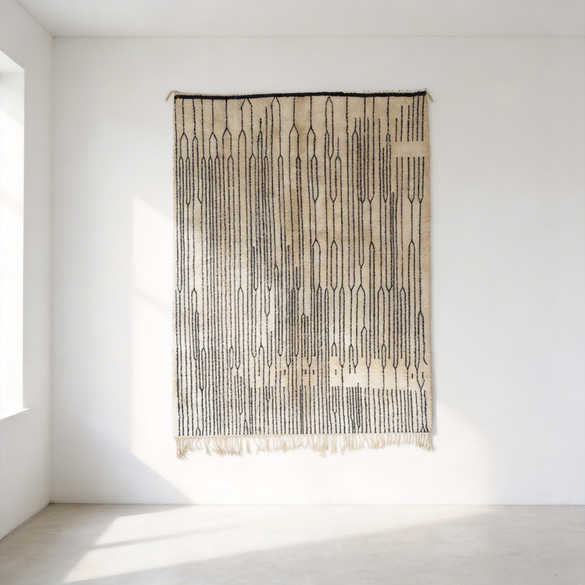 Abstract Beni Ourain Black And White Moroccan Rug