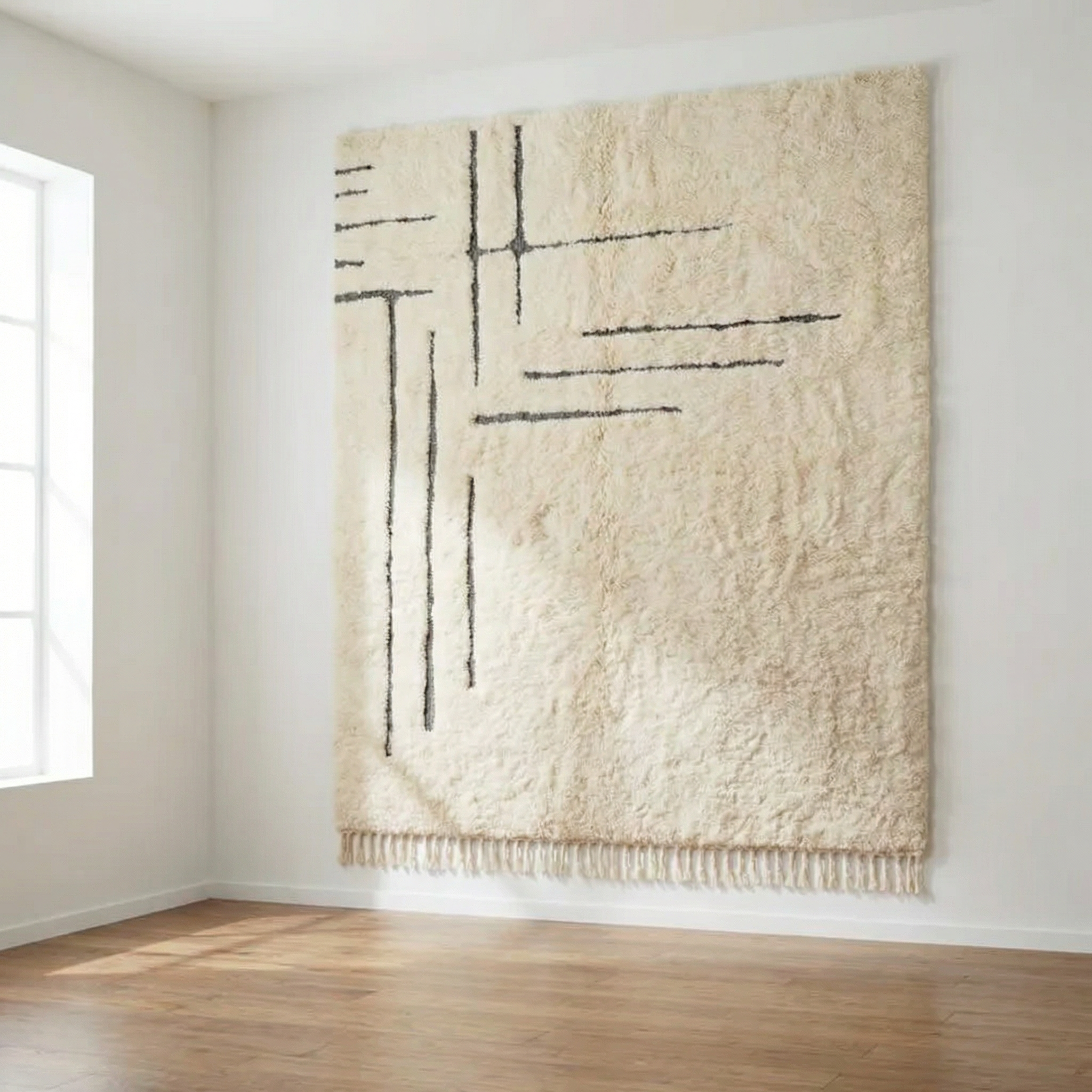 Blue and Orange Stripes - Modern Beni Ourain in Bold Colors