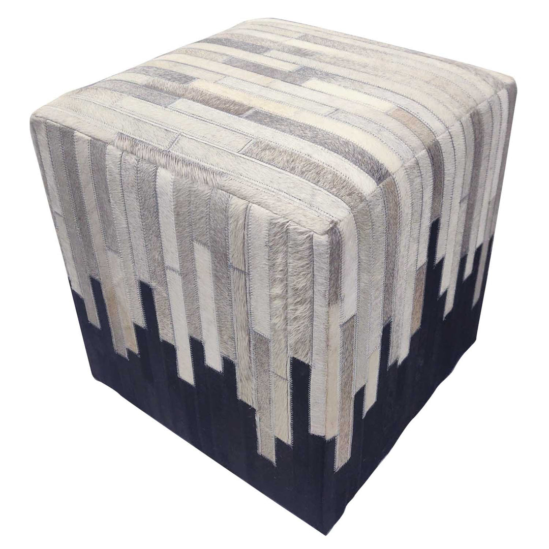 LEDER POUF  WEISS