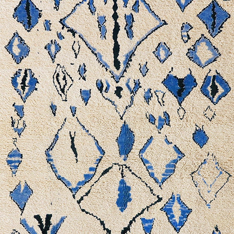 Blue Moroccan Rug, Beni Ourain Wool Rug "Blau1"