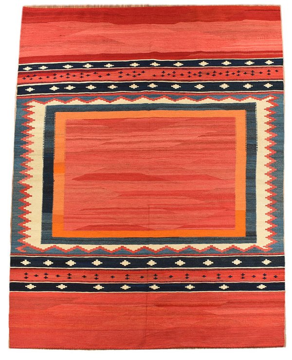 Roter vintage  Kelim Teppich – 185 x 245 cm Unikat 1 