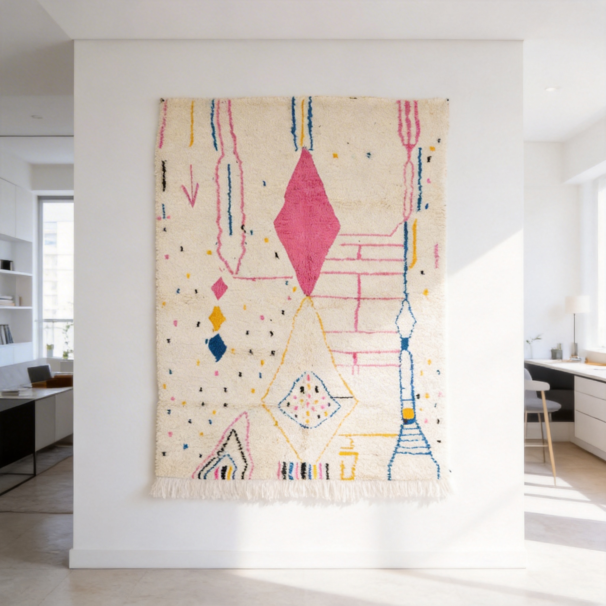  marokkanischer beni ourain Teppich mit pink