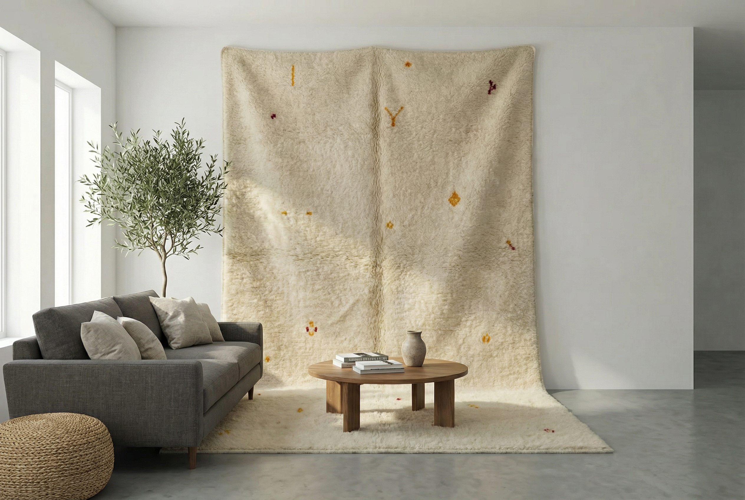 Black & White Beni Ourain With Berber Symbols