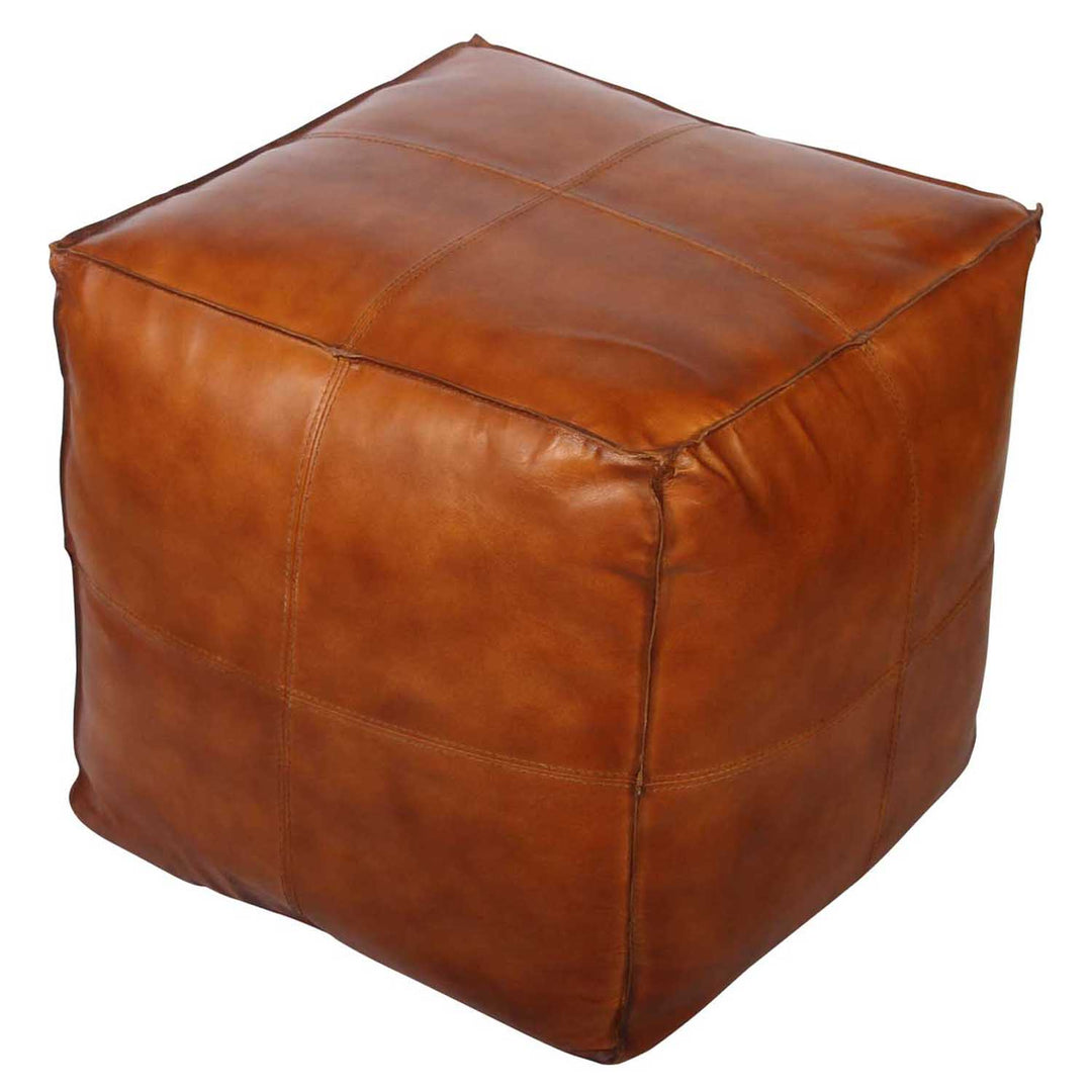 POUF  LEDER COGNAC 