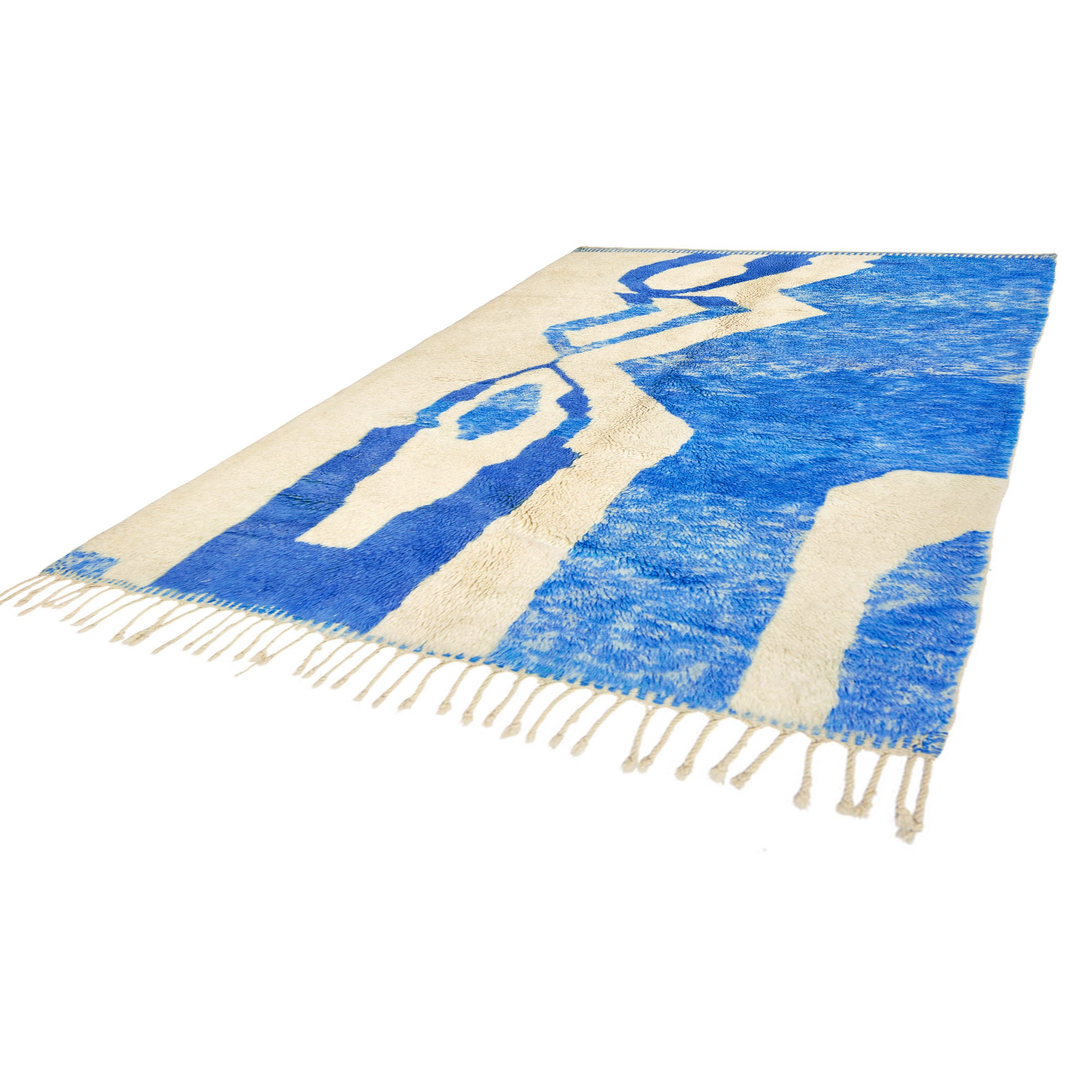 Blauer moderner Teppich Beni Ourain 