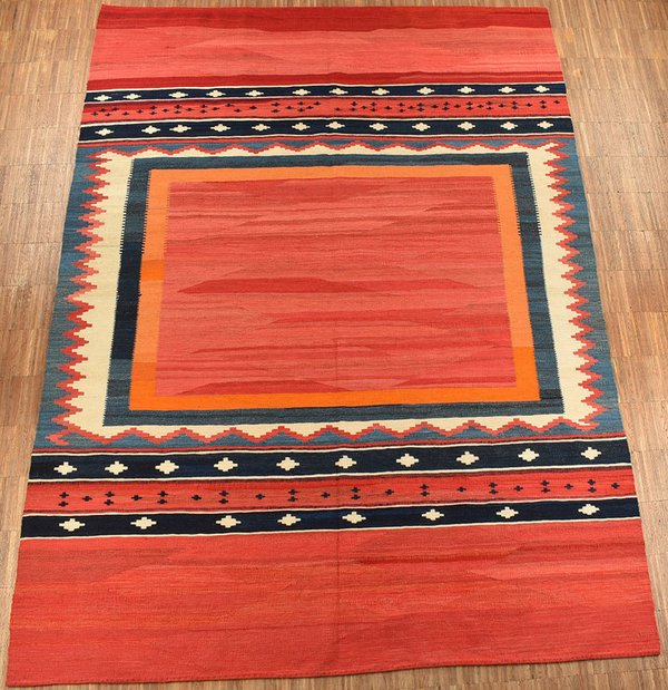 Roter vintage  Kelim Teppich – 185 x 245 cm Unikat 1 