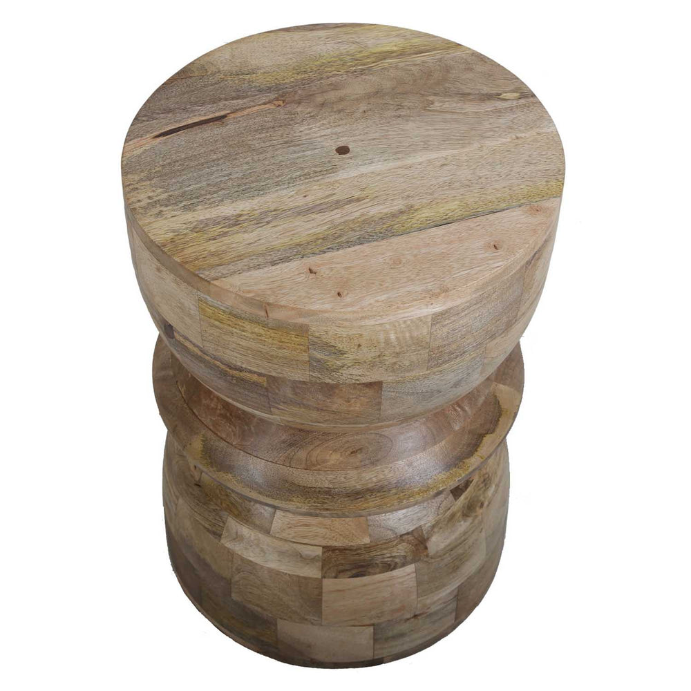 Handgefertigter Holzhocker aus Mangoholz – rund & vielseitig