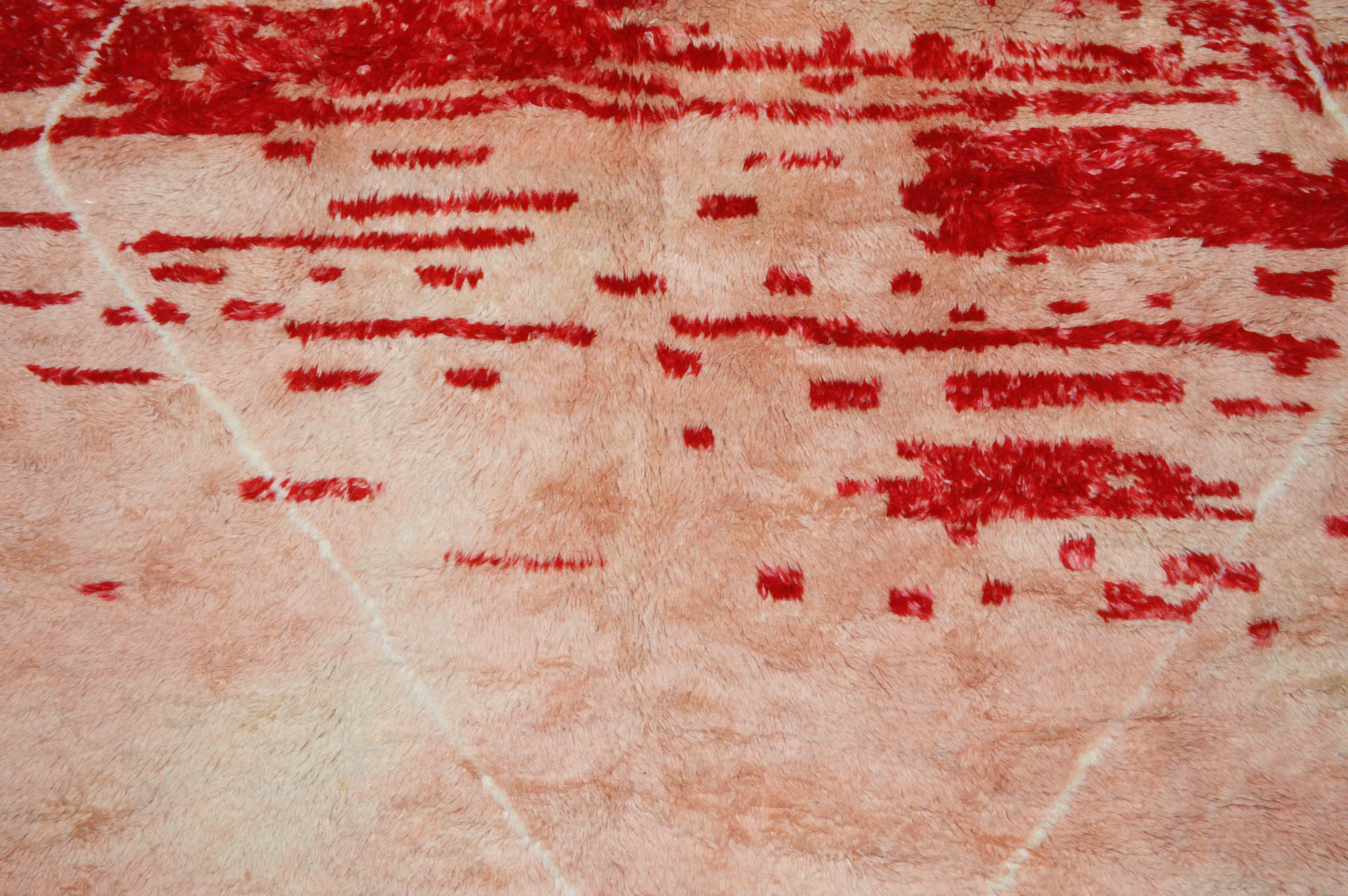 Beni Ourain - Traditional Red Beni Ourain with Linear Pattern Moroccan Rugs, Berber carpets