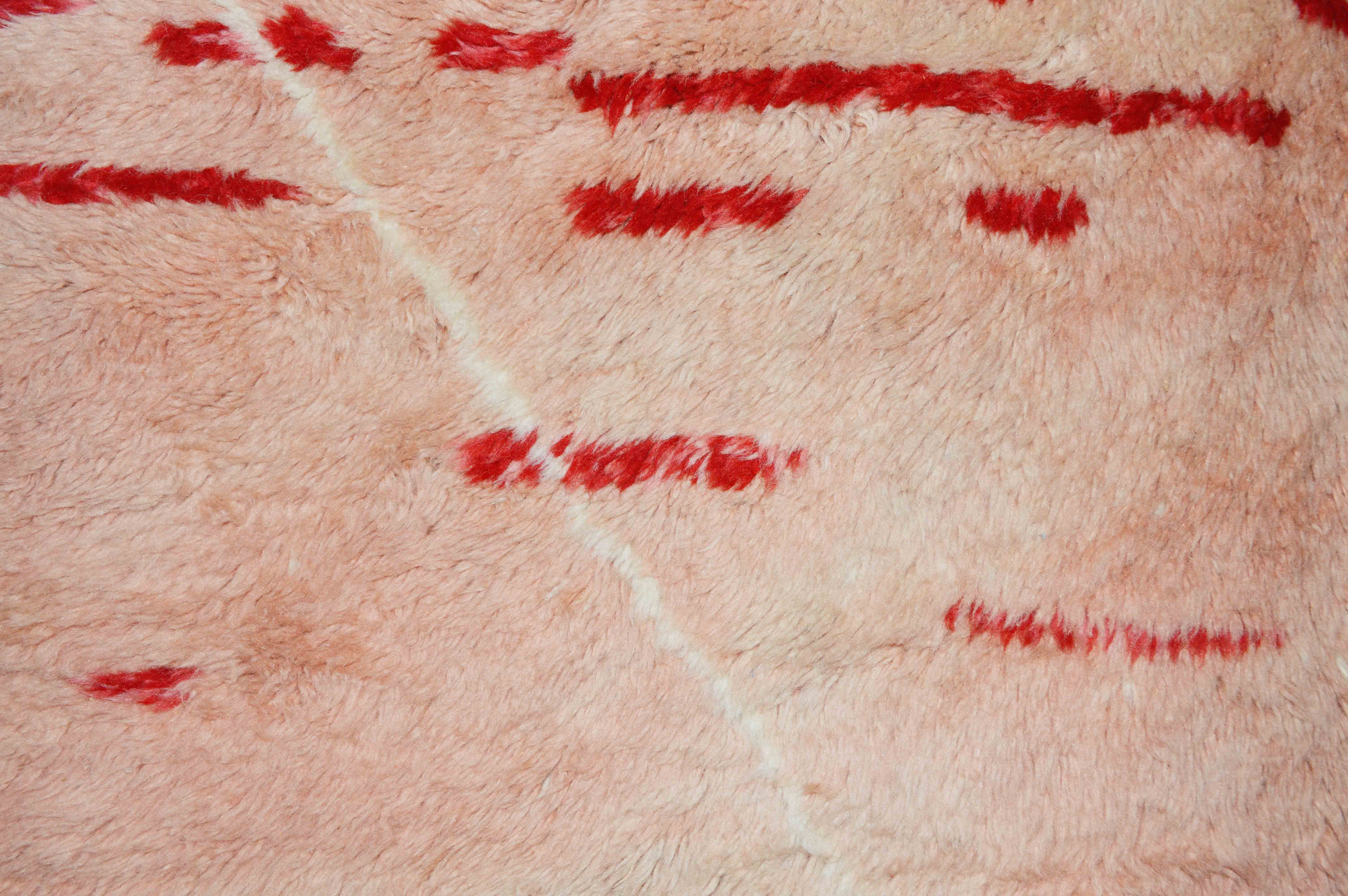 Beni Ourain - Traditional Red Beni Ourain with Linear Pattern Moroccan Rugs, Berber carpets