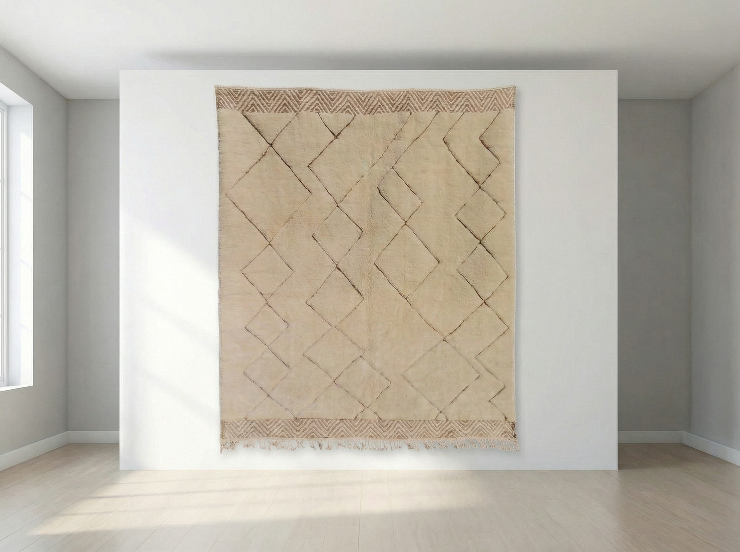 Blue White - Beni Ourain Rug, Handmade Rug, White And Blue Rug, Moroccan Rug, Custom Rug, Striped Blue Rug, Handwoven Rug Blue