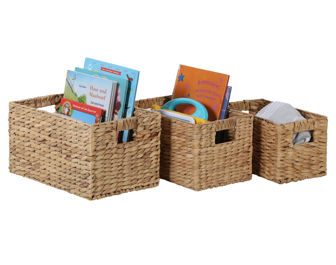 3er Set Aufbewahrungskörbe aus Seegras