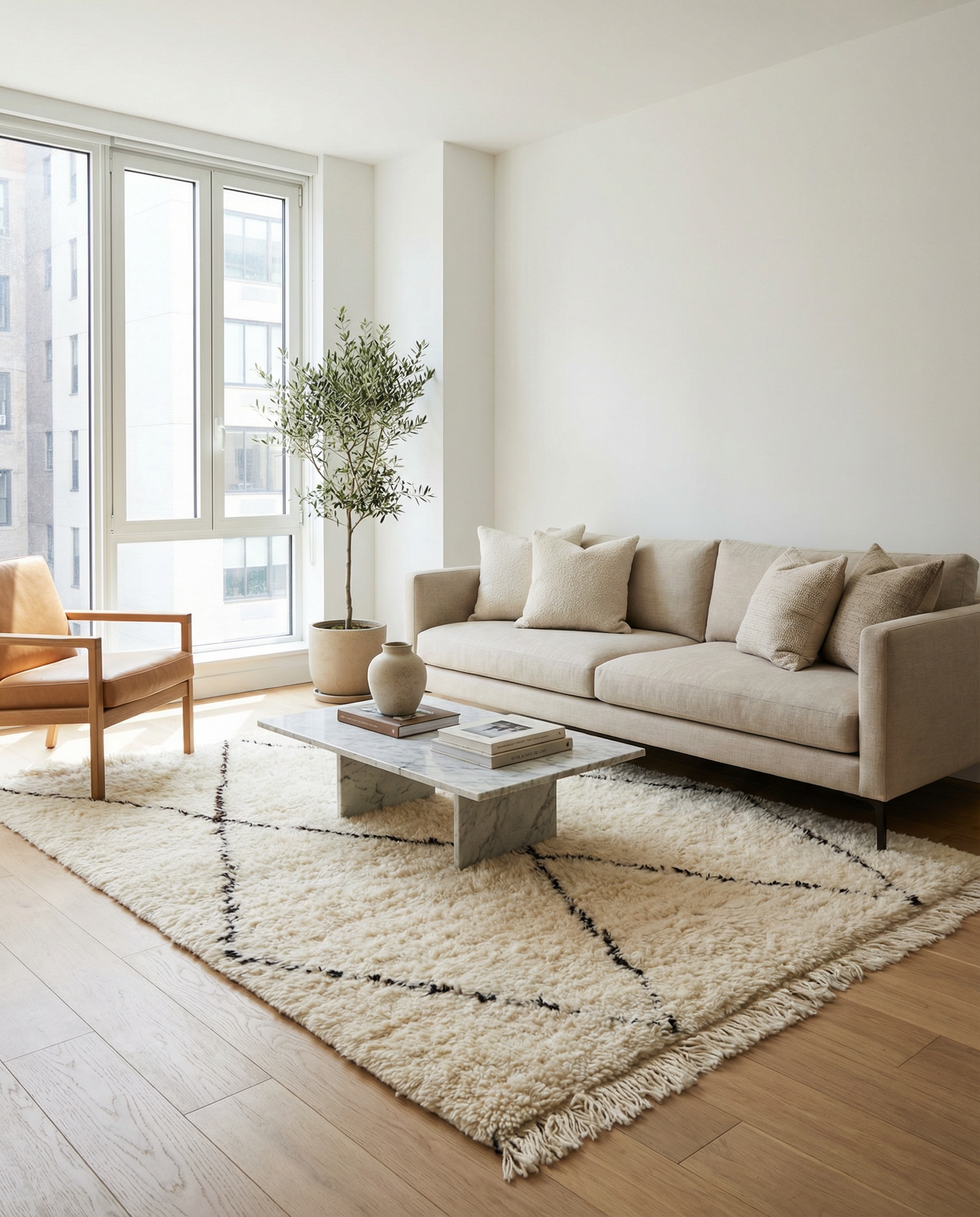 Artistic Berber Carpet for Modern Spaces- Beni Ourain Moroccan Rug