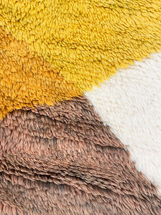 Designer Carpet - Traditional Beni Ourain Yellow, Brown, Red, Moroccan Rugs, Berber Carpets, Handmade, Handwoven