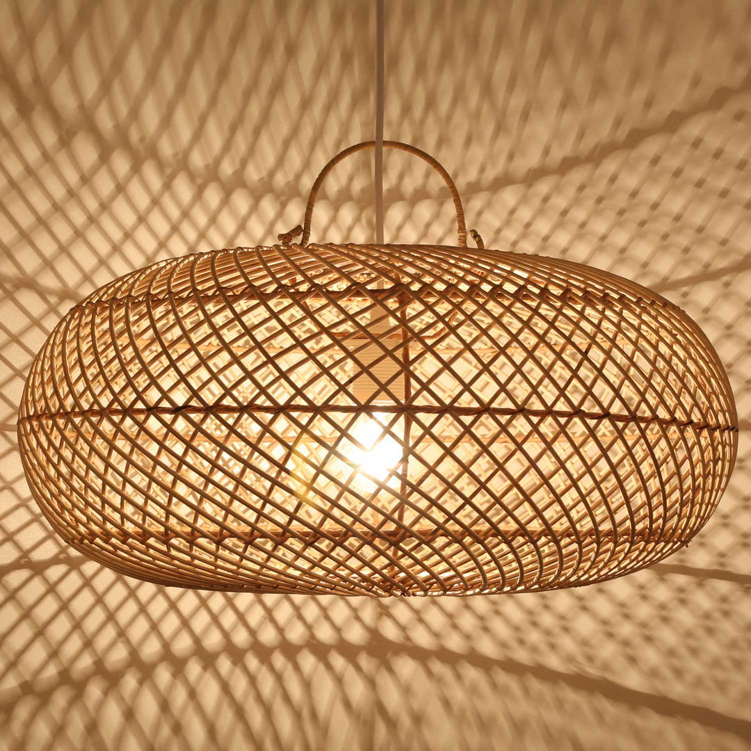 Pendelleuchte Rattan Lampe Oval 