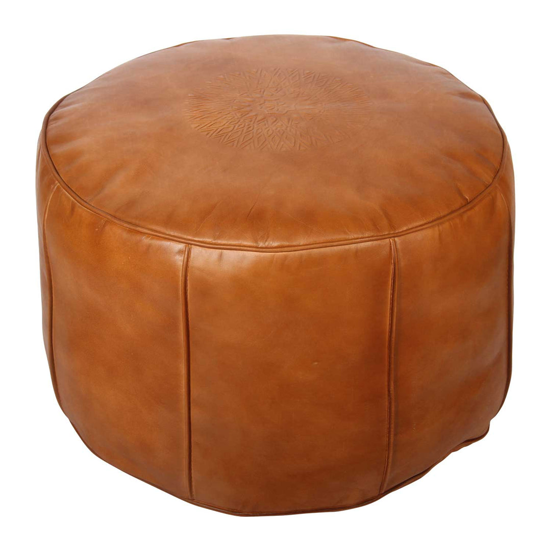 LEDER POUF  BEIGE  