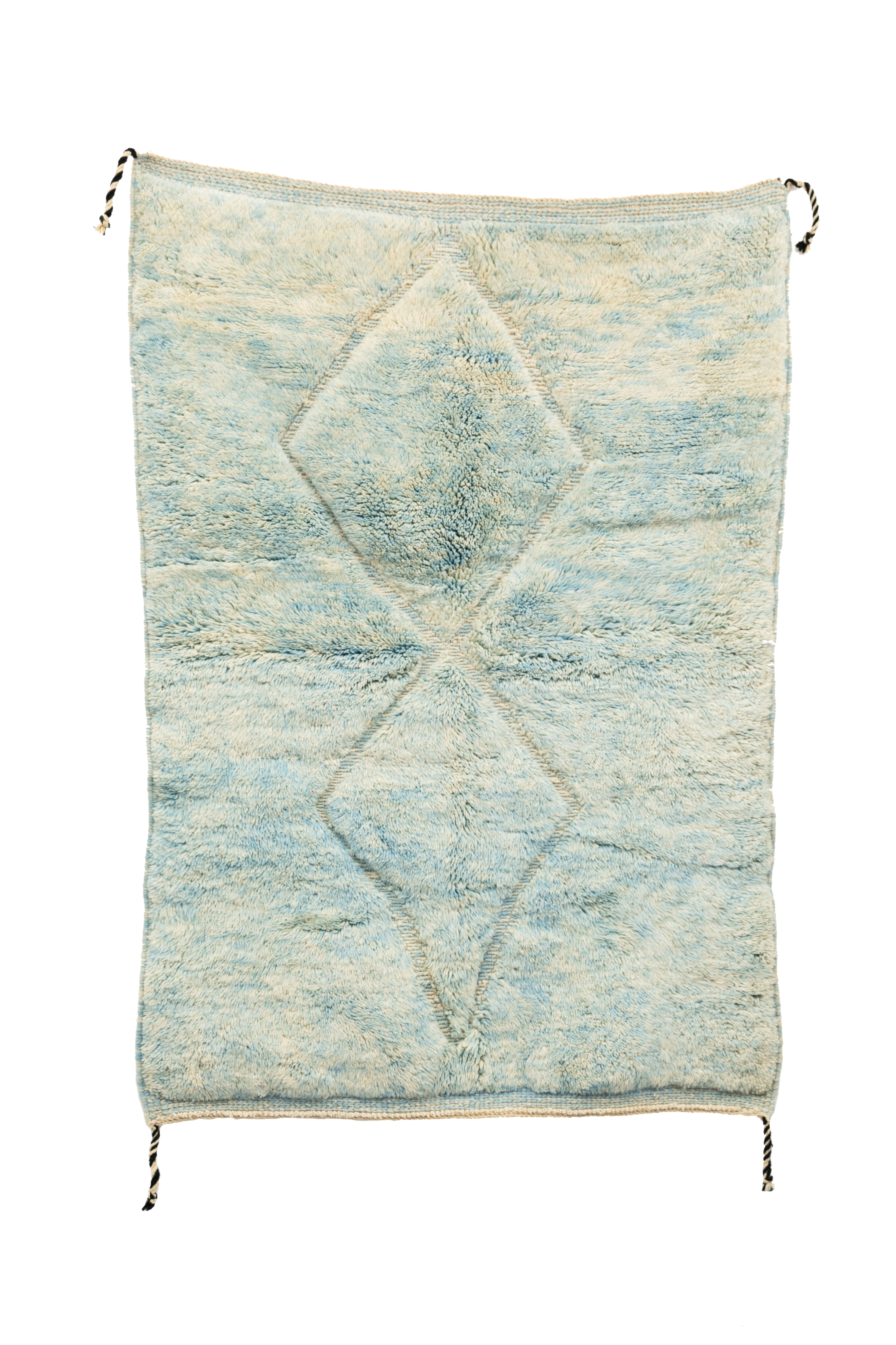 ASIF Ocean Blue Moroccan Rug - Moroccan Handmade Rug Wool Berber Carpet Rug, Handwoven Berber style 