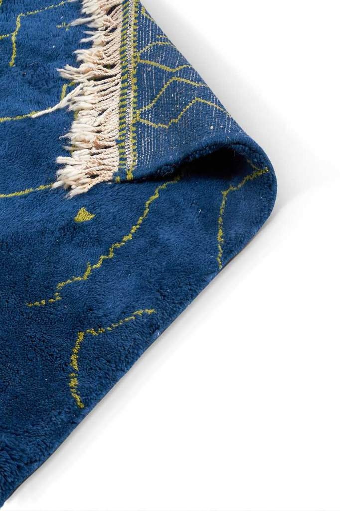 Dark Blue with Green Details - Moroccan rug, blue, Berber rug, Custom Moroccan rug , Handmade rug - Abstract Wool rug - blue rug - moroccan blue rug