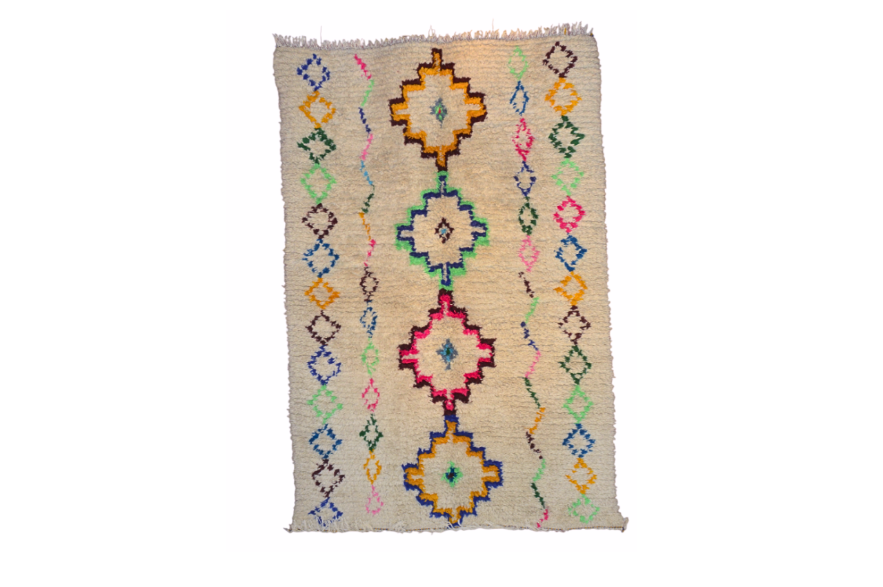 Beni Ourain - carpet from Morocco with diamond pattern, Black And White Lines Beige, Moroccan rug, handmade Beni Ourain Rug, Minimalistic Wool Carpet, Custom, Berber Area Rug