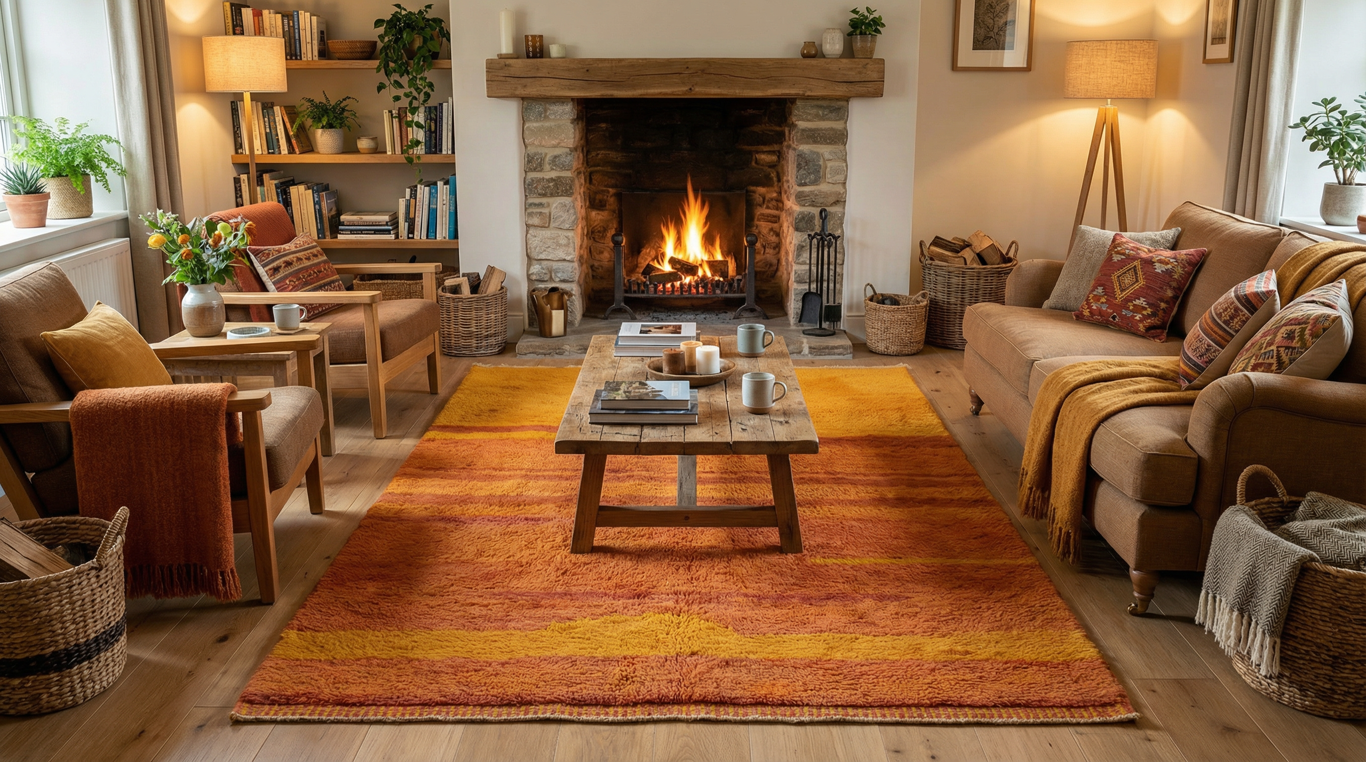  marokkanischer beni ourain Teppich  in Orange