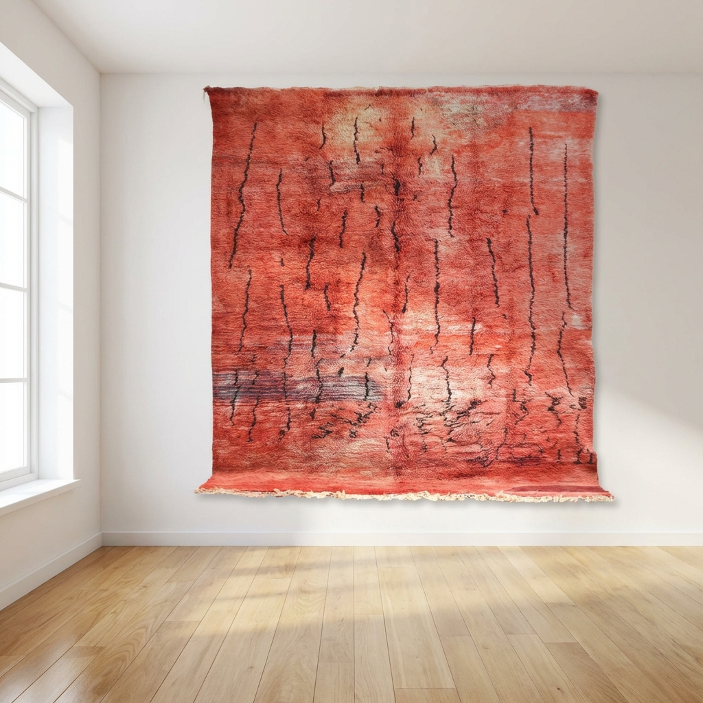 Green Grey moroccan rug - Custom Handwoven Beni Ourain Rug Natural Wool Authentic Moroccan Berber Rug – Minimalist – Free Shipping Worldwide