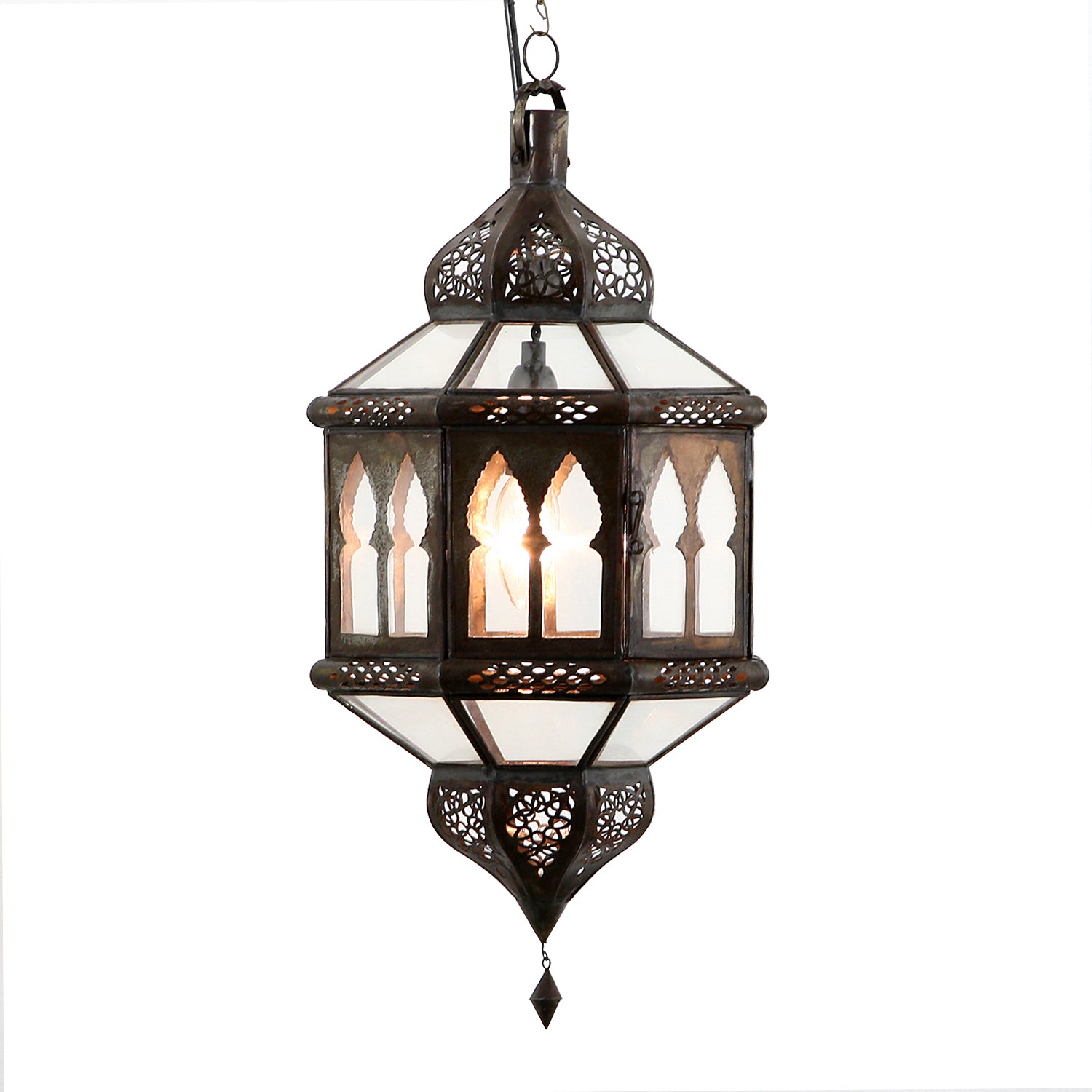 Orientalische Laterne,  Marokkanisch Hängelampe, in Handarbeit gefertigte Laterne mit Buntglas. orientalische Pendelleuchte  Deckenleuchte