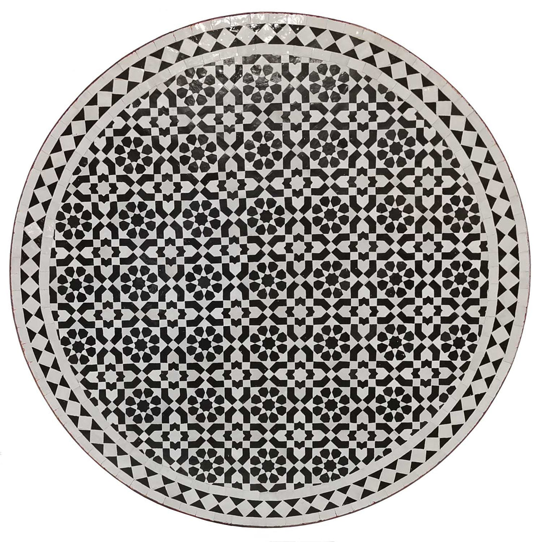  Mosaiktisch aus Marokko  in Schwarz Weiss glasiert 