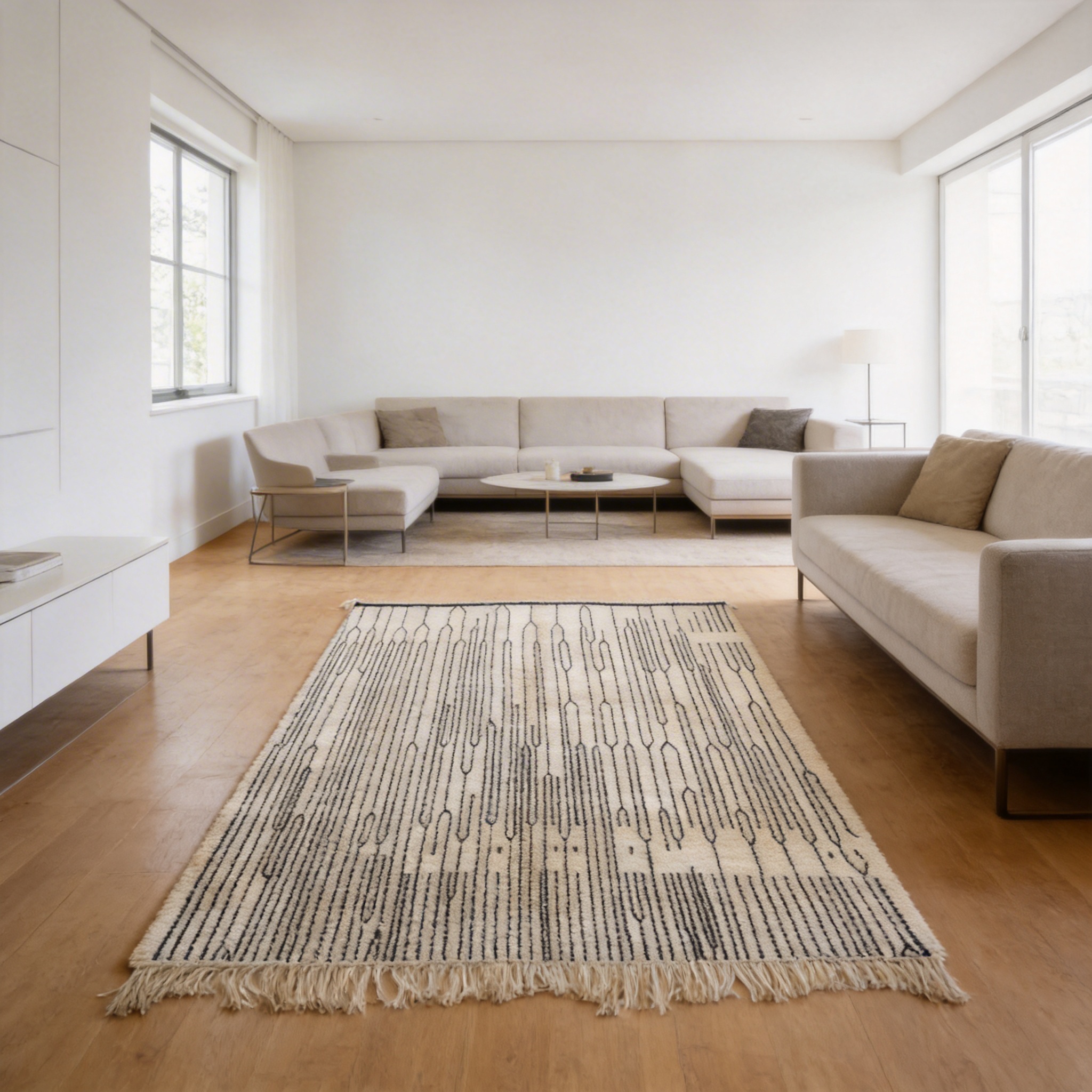 Abstract Beni Ourain Black And White Moroccan Rug