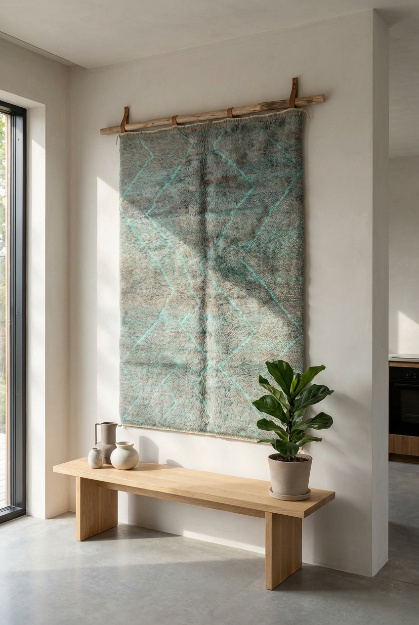 Azilal- Colourful traditional White Berber Carpet with Symbols - Handmade Rug - Moroccan Berber Rug - Traditional Moroccan Carpet