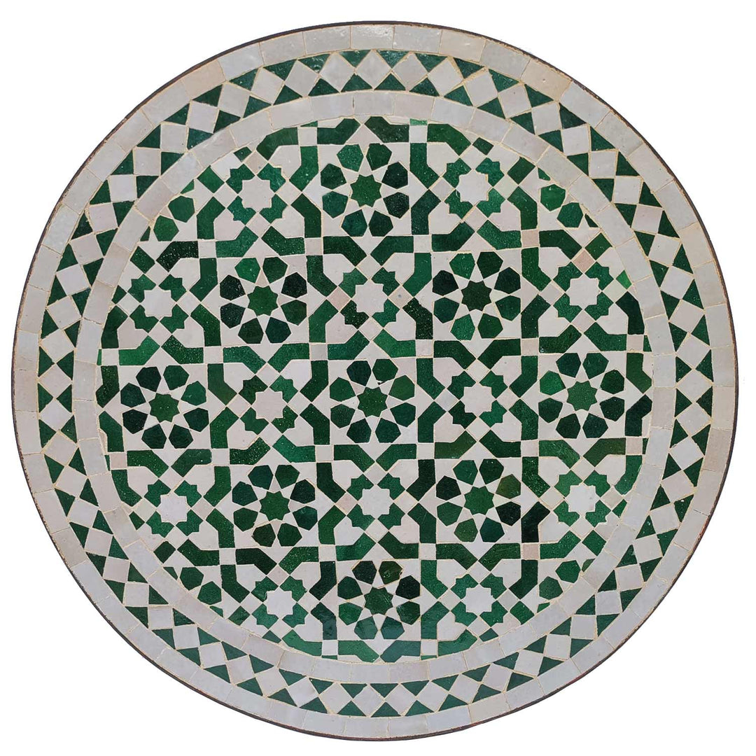 Handgefertigter Mosaiktisch Grün–Weiß glasiert – Ø 45 cm & Ø 60 cm