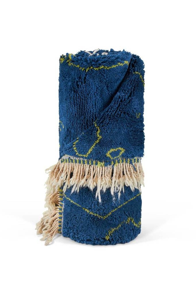 Dark Blue with Green Details - Moroccan rug, blue, Berber rug, Custom Moroccan rug , Handmade rug - Abstract Wool rug - blue rug - moroccan blue rug