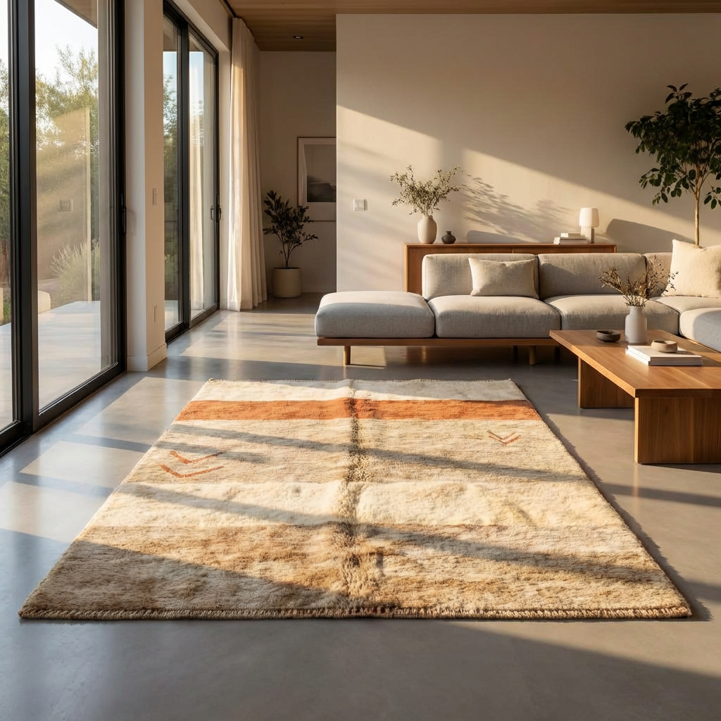 Hochflor Teppich  – Beige Braun 