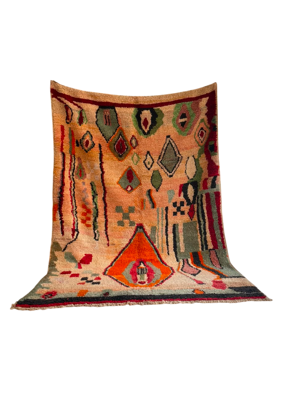  Wohnzimmer Teppich  Bunt – Handgeknüpfter  vintage Wollteppich ca. 290 x 190 cm   