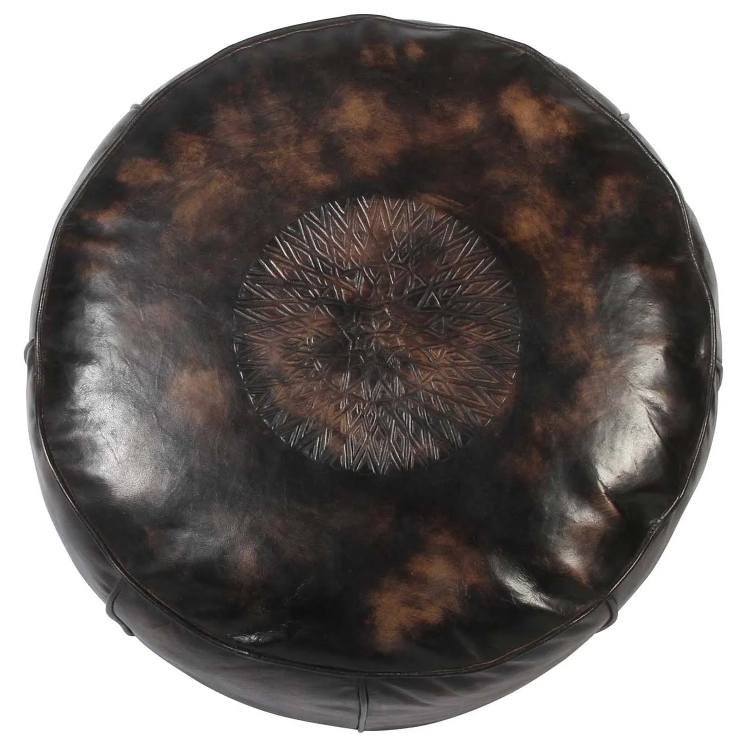 LEDER POUF SCHWARZ-BRAUN KLEIN