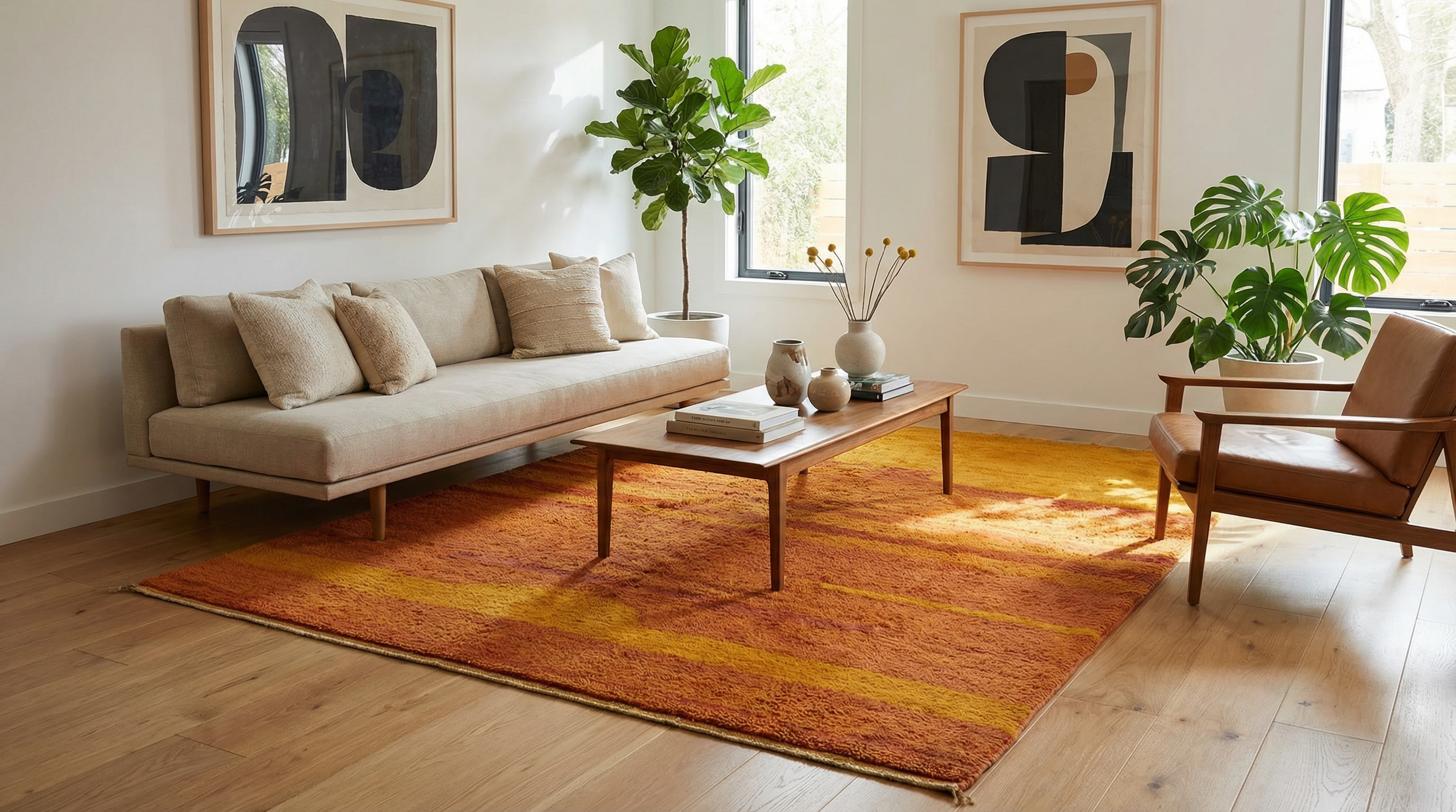  marokkanischer beni ourain Teppich  in Orange