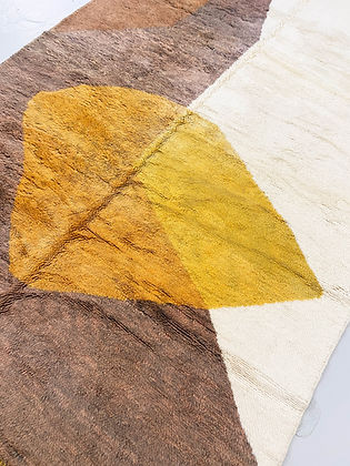 Designer Carpet - Traditional Beni Ourain Yellow, Brown, Red, Moroccan Rugs, Berber Carpets, Handmade, Handwoven