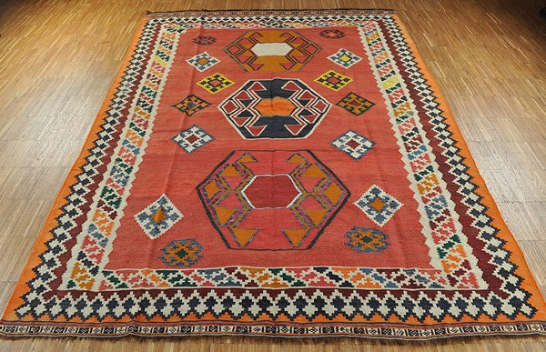Vintage feiner Kelim Teppich  – 205 x 140 cm Unikat 15