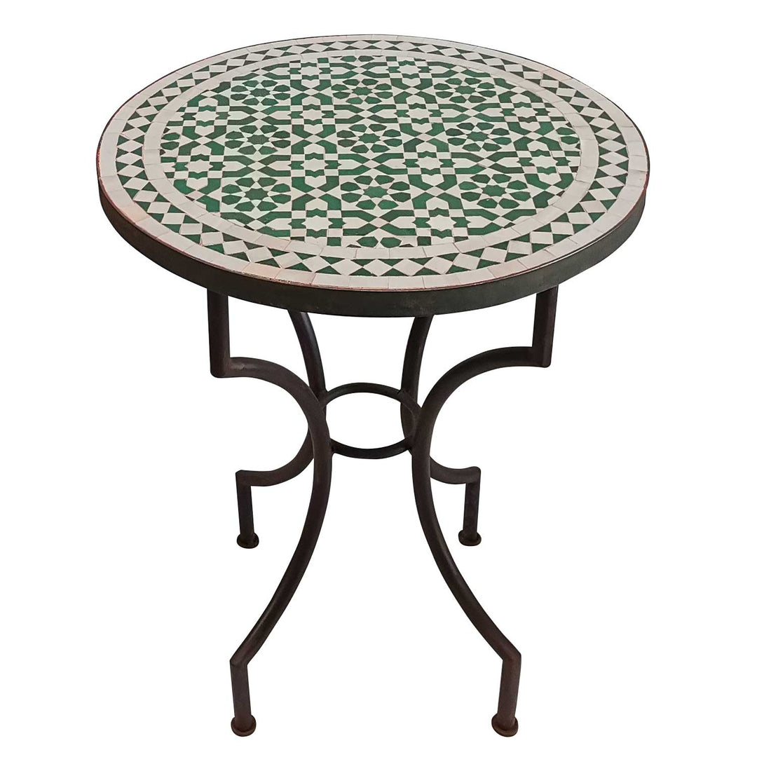 Handgefertigter Mosaiktisch Grün–Weiß glasiert – Ø 45 cm & Ø 60 cm