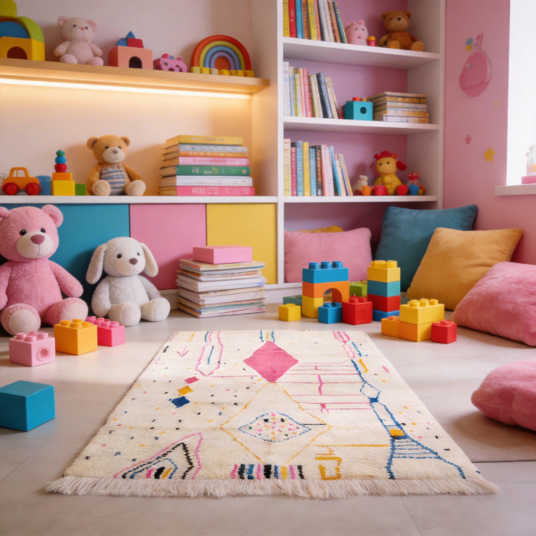  marokkanischer beni ourain Teppich mit pink