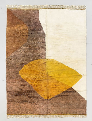 Designer Carpet - Traditional Beni Ourain Yellow, Brown, Red, Moroccan Rugs, Berber Carpets, Handmade, Handwoven